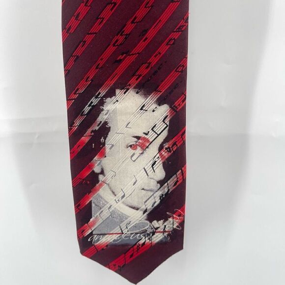 Robin Ruth Men's 100% Silk Neck Tie Musician Note Mozart Amadeus Print Vintage R - Picture 2 of 9
